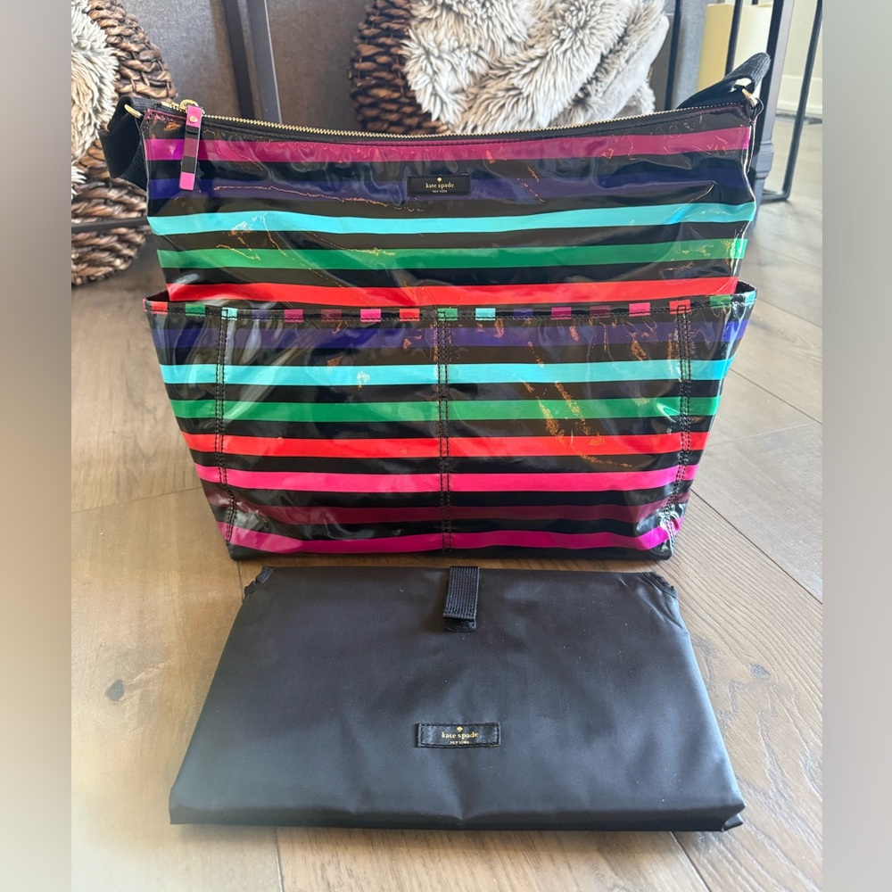 kate spade Multicolor Striped Baby Bag (Black, Pink, Red, Teal, Purple)